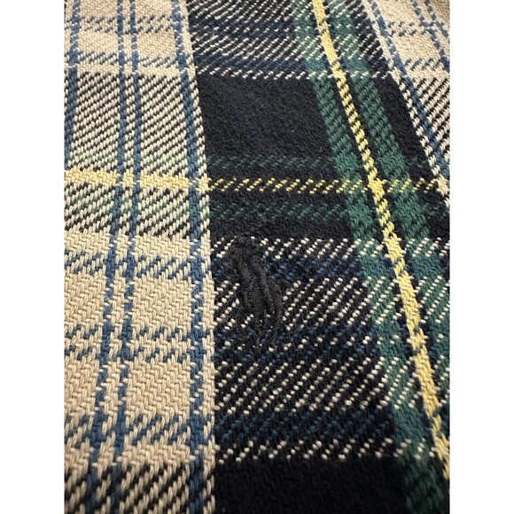 POLO RALPH LAUREN Custom Fit Shirt Navy Tan Plaid Thick Flannel Men’s Medium - Picture 3 of 5